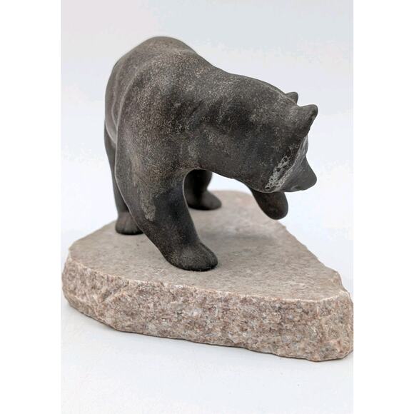 Maigon Daga Ceramic Bear Sculpture on Granite Base 6\